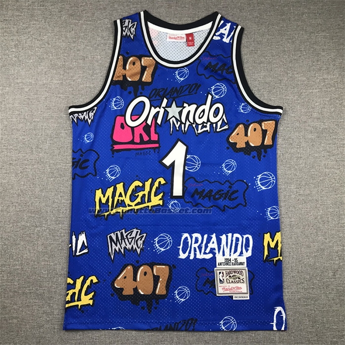 Maglia Orlando Magic Penny Hardaway #1 Slap Sticker Mitchell & Ness 1994-95 Blu